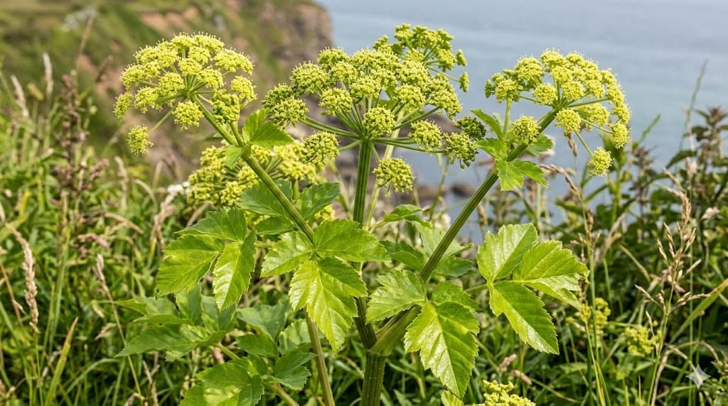 Alexanders growing along a Bristol path