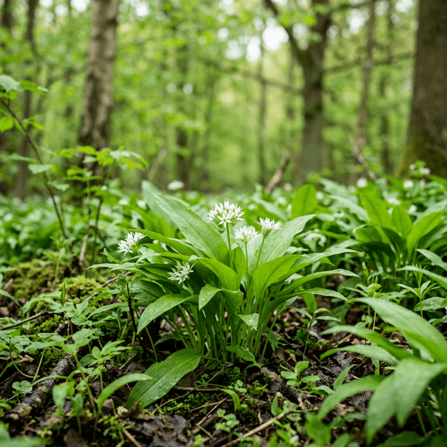 Wild garlic carpeting a Bristol woodland floor